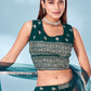 A Line Lehenga Chinon Green Foil Print Lehenga Choli