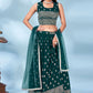 A Line Lehenga Chinon Green Foil Print Lehenga Choli