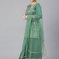 Straight Salwar Suit Chinon Green Foil Print Salwar Kameez