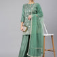 Straight Salwar Suit Chinon Green Foil Print Salwar Kameez