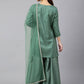 Straight Salwar Suit Chinon Green Foil Print Salwar Kameez