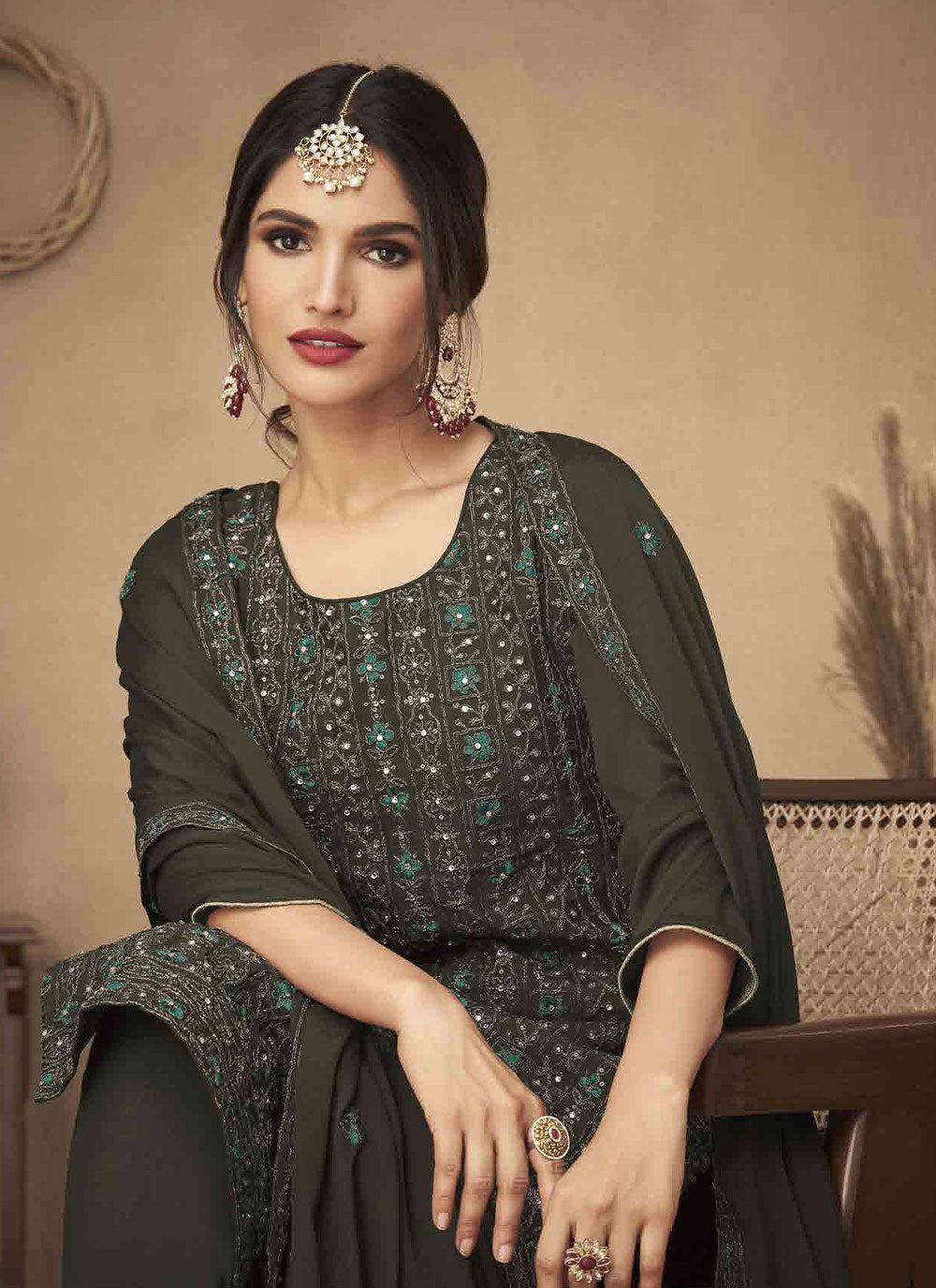 Trendy Suit Chinon Green Embroidered Salwar Kameez