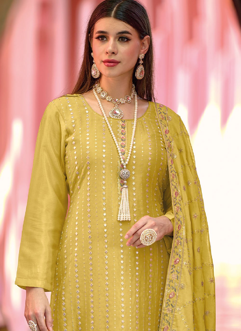 Trendy Suit Chinon Green Embroidered Salwar Kameez