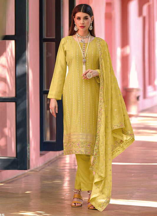 Trendy Suit Chinon Green Embroidered Salwar Kameez