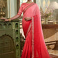 Contemporary Chinon Crush Peach Embroidered Saree