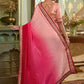 Contemporary Chinon Crush Peach Embroidered Saree