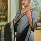 Classic Chinon Crush Grey Embroidered Saree