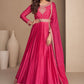 Gown Chinon Silk Pink Embroidered Gown