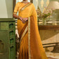 Classic Chinon Crush Mustard Embroidered Saree