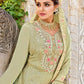 Palazzo Salwar Suit Chinon Green Embroidered Salwar Kameez