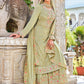 Palazzo Salwar Suit Chinon Green Embroidered Salwar Kameez