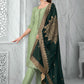 Pant Style Suit Chinon Sea Green Embroidered Salwar Kameez