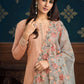 Pant Style Suit Chinon Peach Embroidered Salwar Kameez