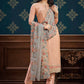 Pant Style Suit Chinon Peach Embroidered Salwar Kameez