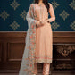 Pant Style Suit Chinon Peach Embroidered Salwar Kameez