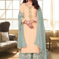 Palazzo Salwar Suit Chinon Peach Embroidered Salwar Kameez