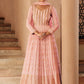 Anarkali Suit Chinon Georgette Pink Embroidered Salwar Kameez