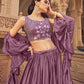 Lehenga Choli Chinon Purple Plain Lehenga Choli