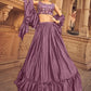 Lehenga Choli Chinon Purple Plain Lehenga Choli