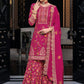 Palazzo Salwar Suit Chinon Rani Embroidered Salwar Kameez