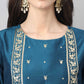 Salwar Suit Chinon Teal Embroidered Salwar Kameez