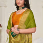 Classic Chinon Silk Sea Green Patch Border Saree