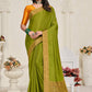 Classic Chinon Silk Sea Green Patch Border Saree