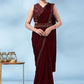 Classic Chinon Maroon Patch Border Saree