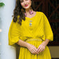 Gown Chinon Yellow Plain Gown