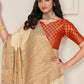 Trendy Saree Chinon Silk Cream Patch Border Saree