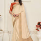 Trendy Saree Chinon Silk Cream Patch Border Saree