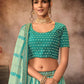 Lehenga Choli Chinon Turquoise Embroidered Lehenga Choli