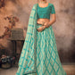 Lehenga Choli Chinon Turquoise Embroidered Lehenga Choli