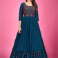 Gown Chinon Silk Blue Mirror Gown