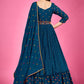 Gown Chinon Silk Blue Mirror Gown