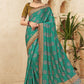 Contemporary Chinon Turquoise Bandhej Saree