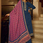 Salwar Suit Chinon Blue Embroidered Salwar Kameez