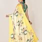 Designer Satin Yellow Digital Print Saree
