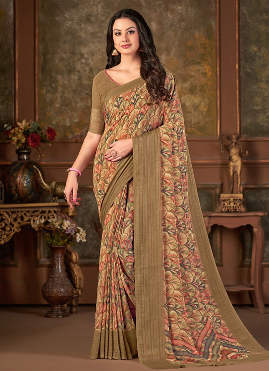 Designer Georgette Multi Colour Print Saree