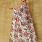 Designer Chinon Off White Digital Print Saree