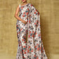 Designer Chinon Off White Digital Print Saree