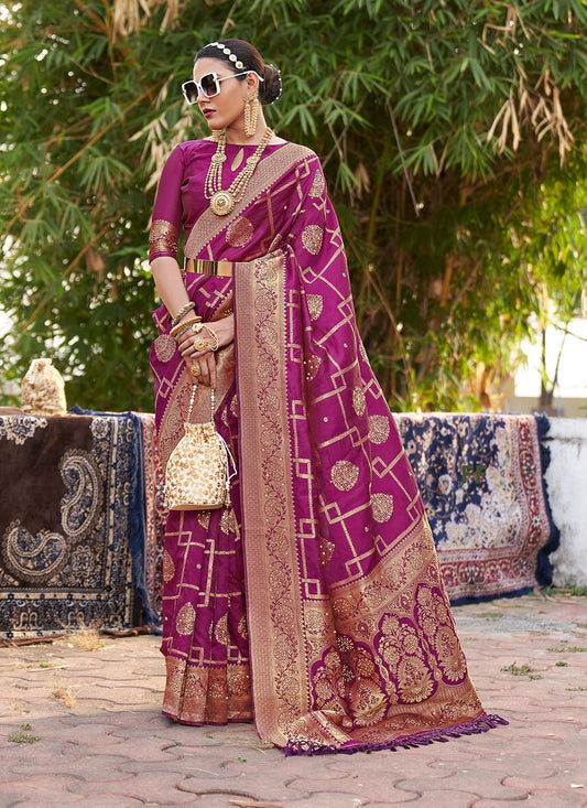 Designer Silk Purple Swarovski Saree