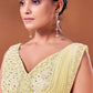 Classic Net Yellow Patch Border Saree
