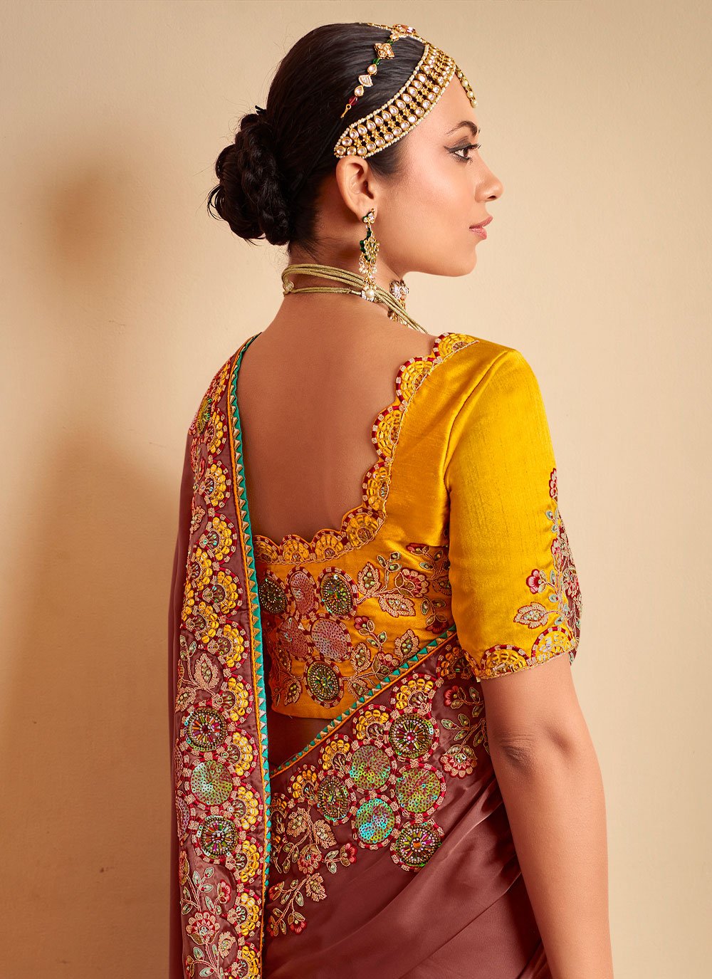 Classic Silk Brown Patch Border Saree