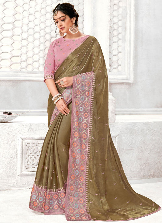 Classic Polyester Green Digital Print Saree