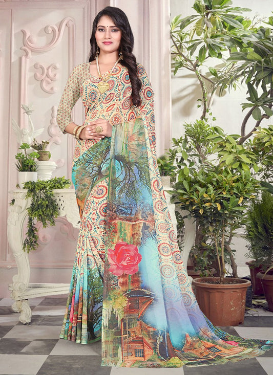 Classic Weight Less Multi Colour Digital Print Saree