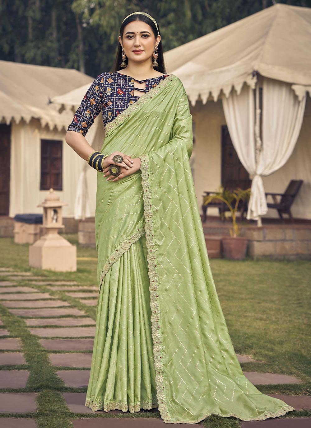 Classic Silk Green Embroidered Saree