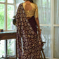 Classic Georgette Wine Embroidered Saree