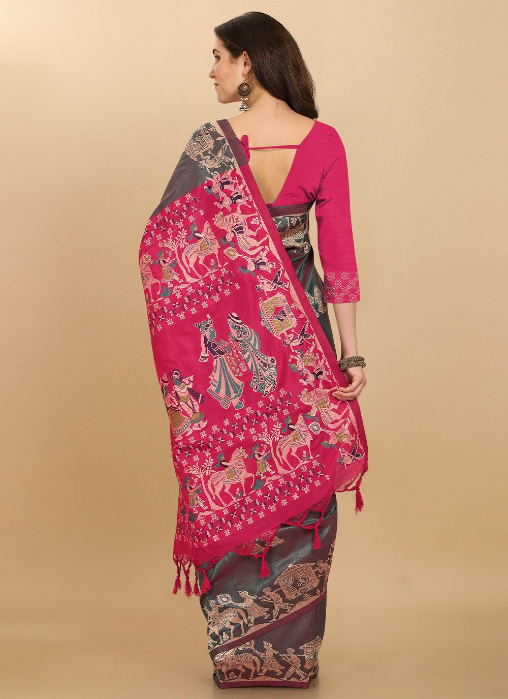 Classic Raw Silk Grey Woven Saree