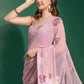 Classic Georgette Pink Embroidered Saree